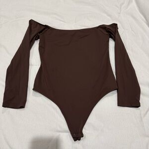 Aritzia Brown Off-Shoulder Bodysuit